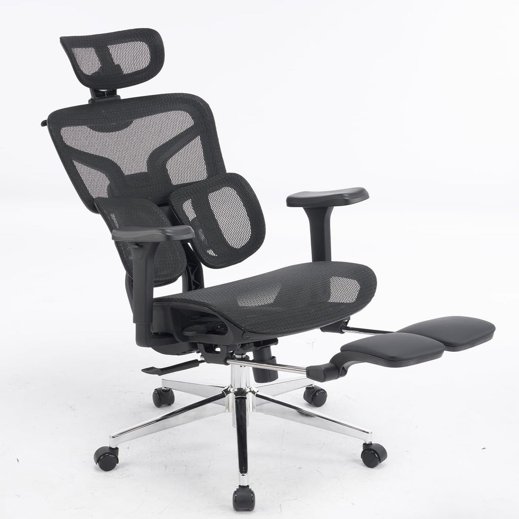 Ergonomic Mesh Office Chair with Armrests, Big and Tall Desk Chair with Lumbar Support, High Back Swivel Computer Chair for Home Office (Black Mesh Dual Support)