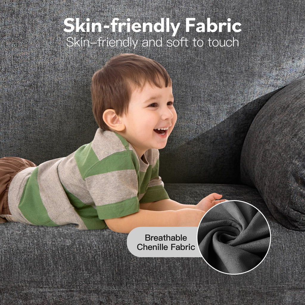 JONPONY 70"Chenille Loveseat, Cloud Couch with Soften Arms for Small Spaces , Neck Extra Deep Seats Sofas, Grey