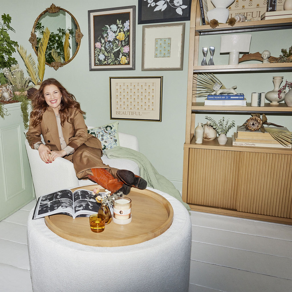 Beautiful Fluted 3-Shelf Bookcase with Storage Cabinet by Drew Barrymore, Light Honey Wood Finish