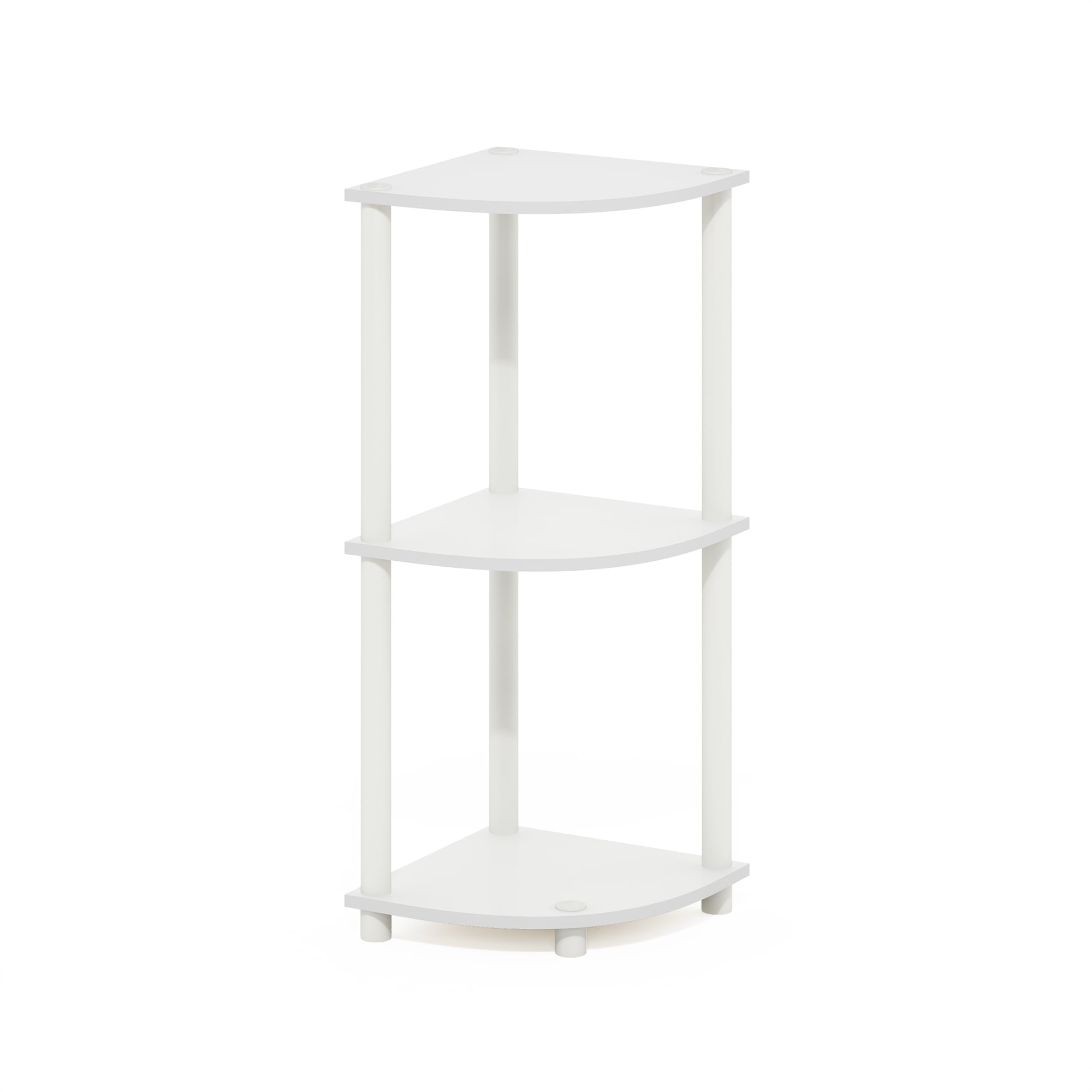 Furinno Turn-N-Tube 3-Tier Corner Display Rack Multipurpose Shelving Unit, White/White