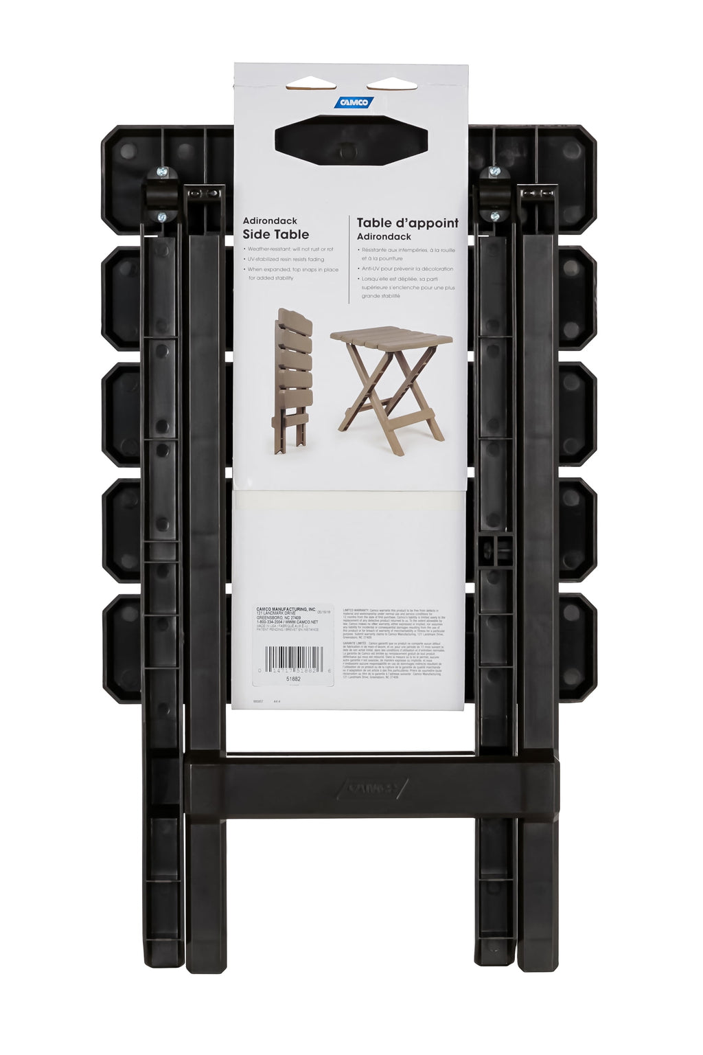 Camco Adirondack Table - Quick-Folding - Plastic, Mocha (51882)