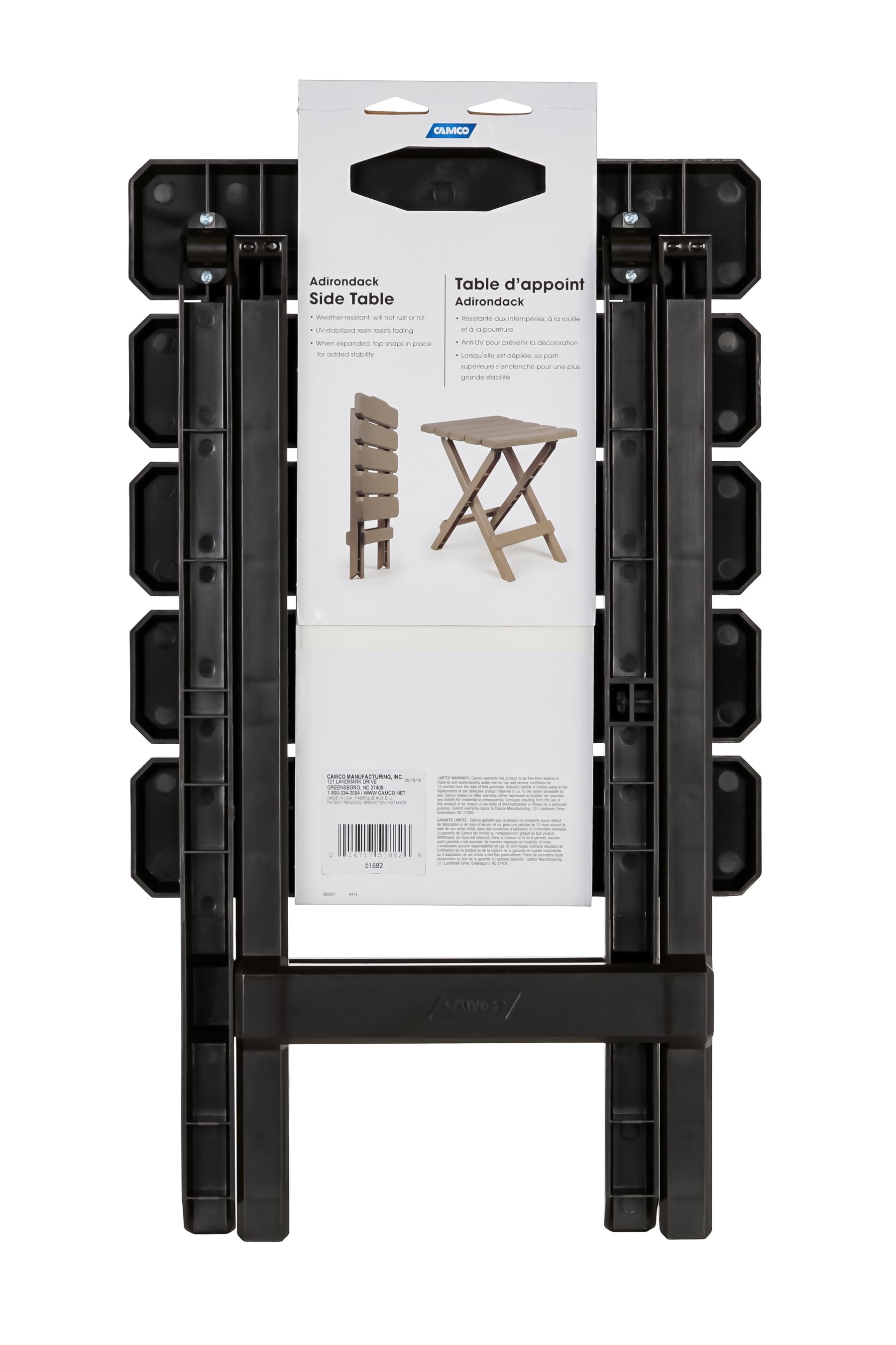 Camco Adirondack Table - Quick-Folding - Plastic, Mocha (51882)