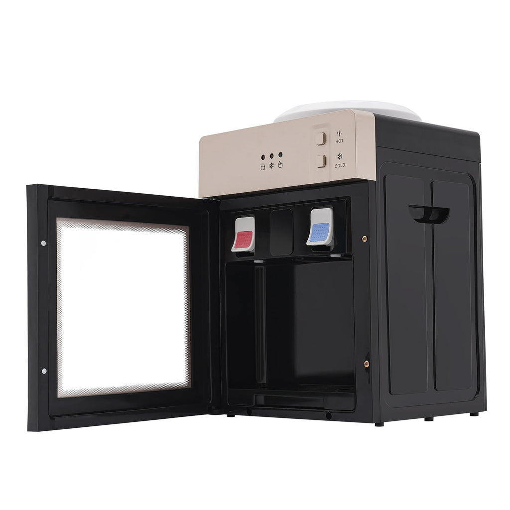 Peakora Countertop Hot and Cold Water Cooler Champagne Gold Desktop Electric Water Dispenser with 500w Heating Power 75w Cooling Power Top Loading Water Dispenser for Both Home and Commercial Places