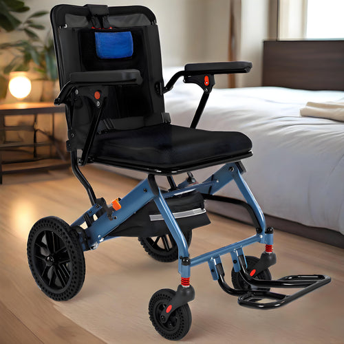 20LBS Ultra-Lightweight Foldable Wheelchair for Adults & Seniors, 10” Honeycomb Tires, Dual Handbrake, 220LBS Capacity, Portable for Travel & Daily Use