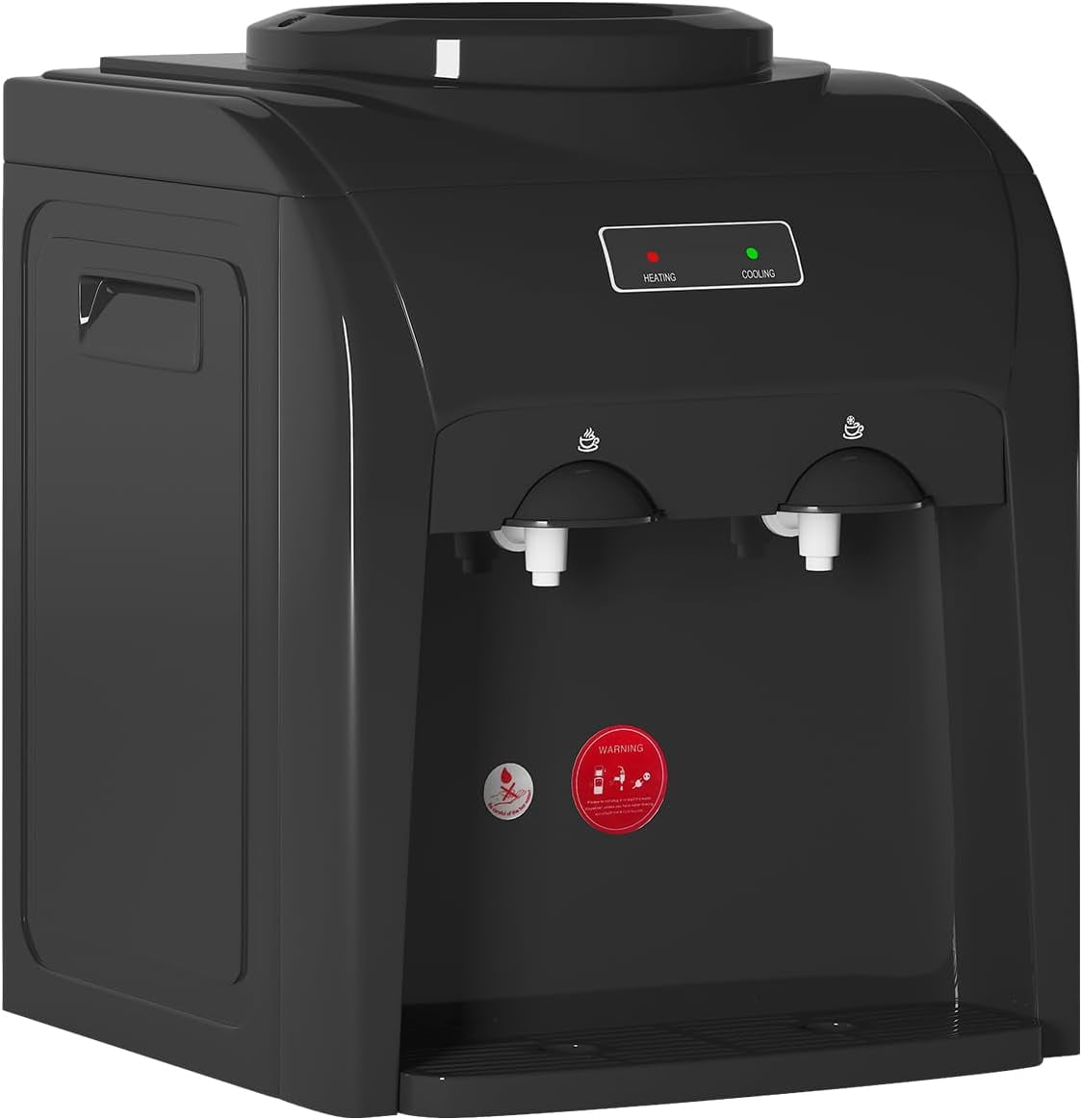 TABU Top Loading Water Cooler Dispenser, Hot & Cold Water, 38'' Countertop Water Cooler Dispenser, Holds 3 or 5 Gallon Bottle,Office Use,Black
