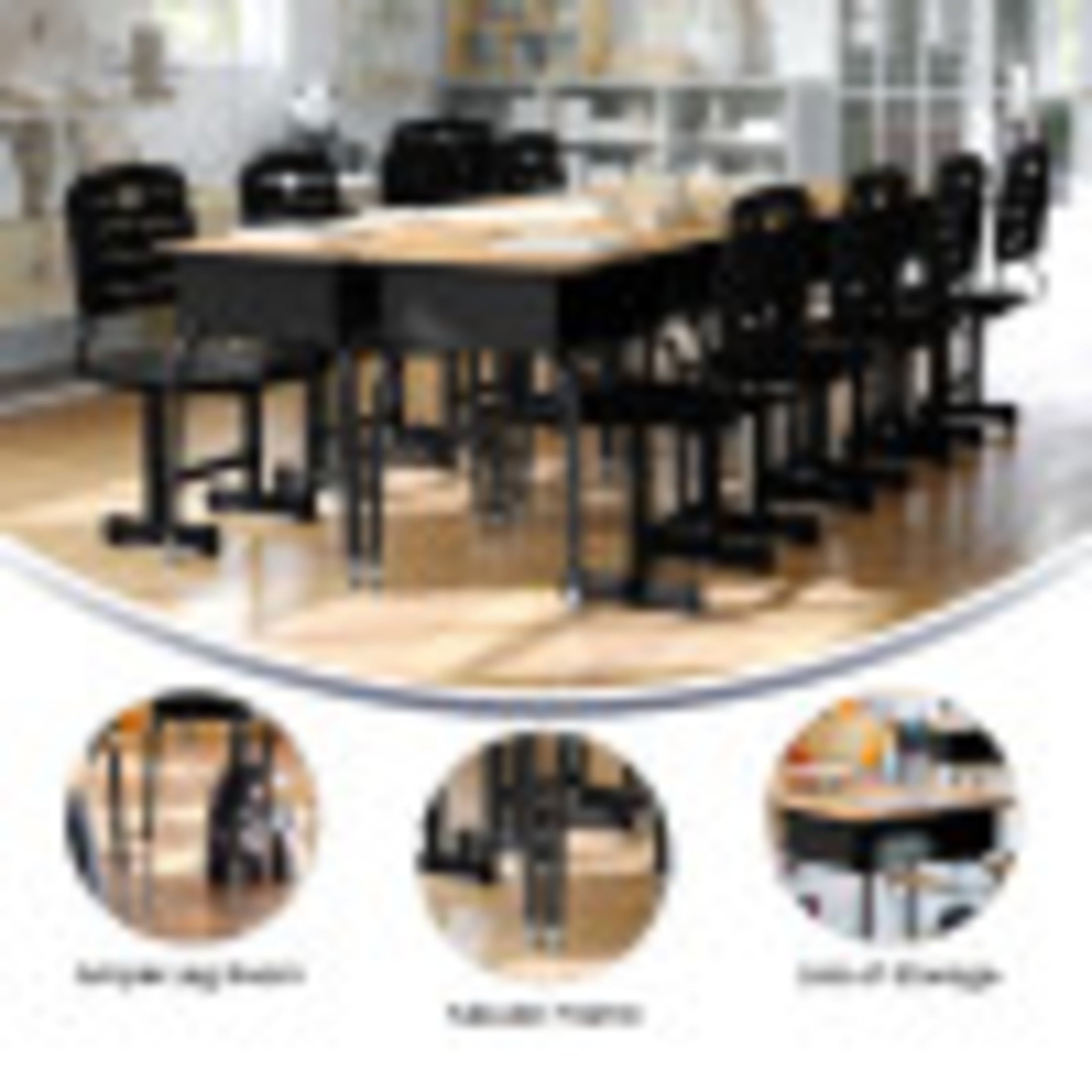 Emma + Oliver Natural Student Desk with Open Front Metal Book Box - School Desk