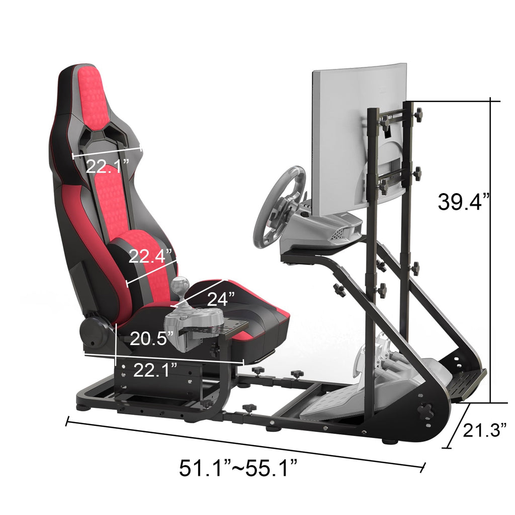 Racing Simulator Cockpit with Adjustable Race Seat, Racing Driving Simulators Fits for Fanatec, PXN, Thrustmaster, and Logitech , Not Included Handbrake, Pedals and Monitor