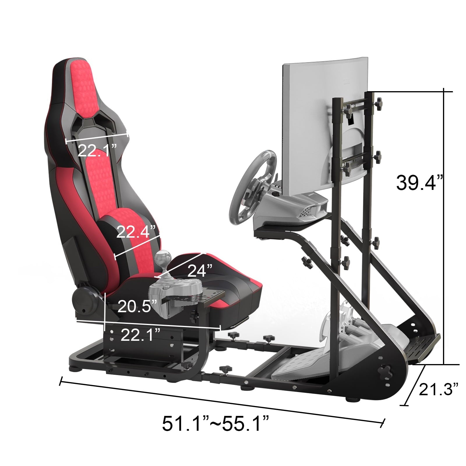 Racing Simulator Cockpit with Adjustable Race Seat, Racing Driving Simulators Fits for Fanatec, PXN, Thrustmaster, and Logitech , Not Included Handbrake, Pedals and Monitor