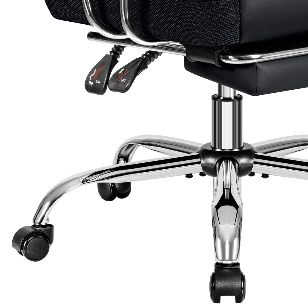 COOLHUT Large Executive PU Leather Office Chair with Adjustable Armrests and Footrest, High Back and Lumbar Support, Ideal for Big and Tall Users, Perfect for Home Office or Computer Desk Use, Black