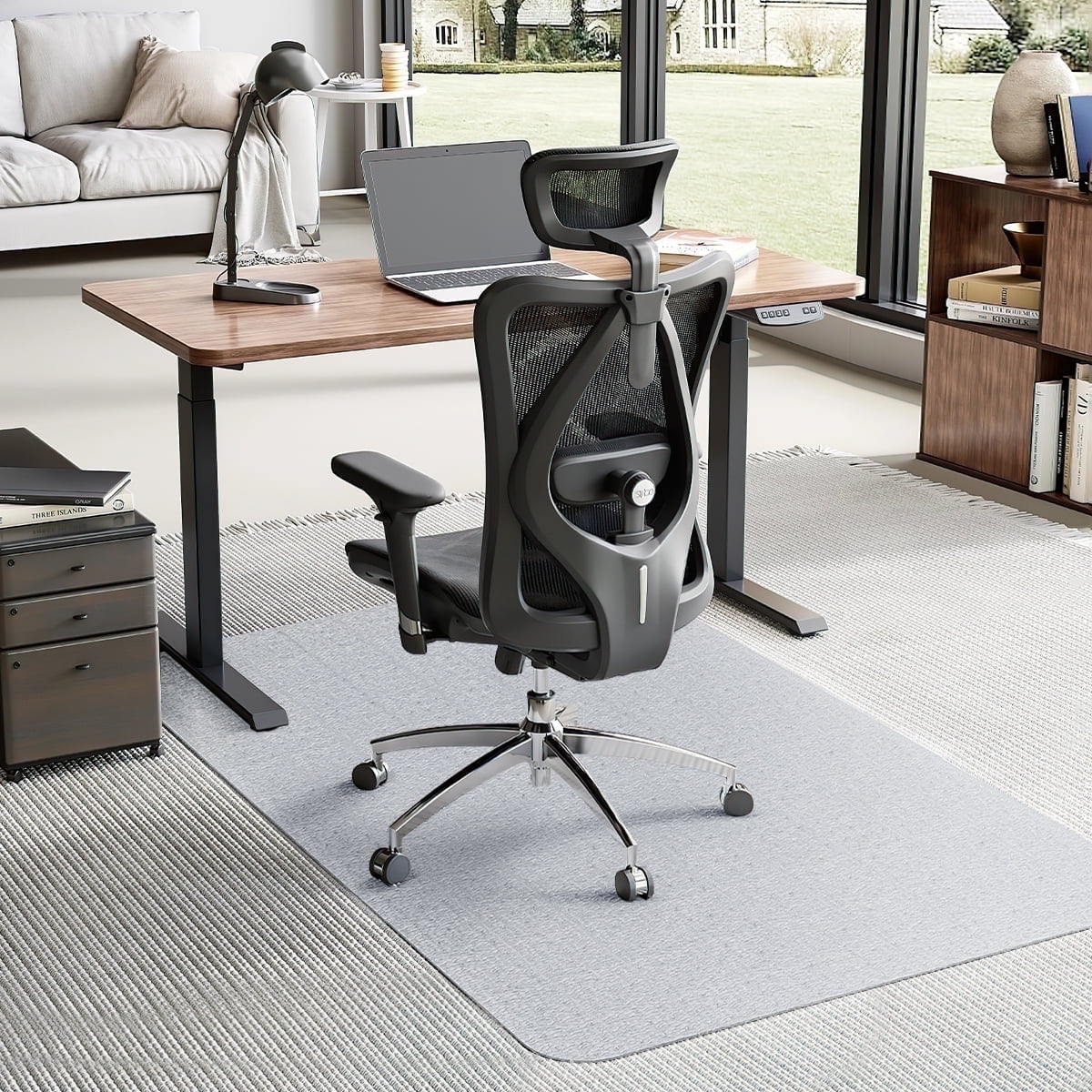GPED 46" x 60" Office Chair Mat for Low Medium Pile Carpet, Office Carpet Chair Mat,Transparent Non-slip Carpet Protecor Mats with Grippers for Work, Home, Gaming