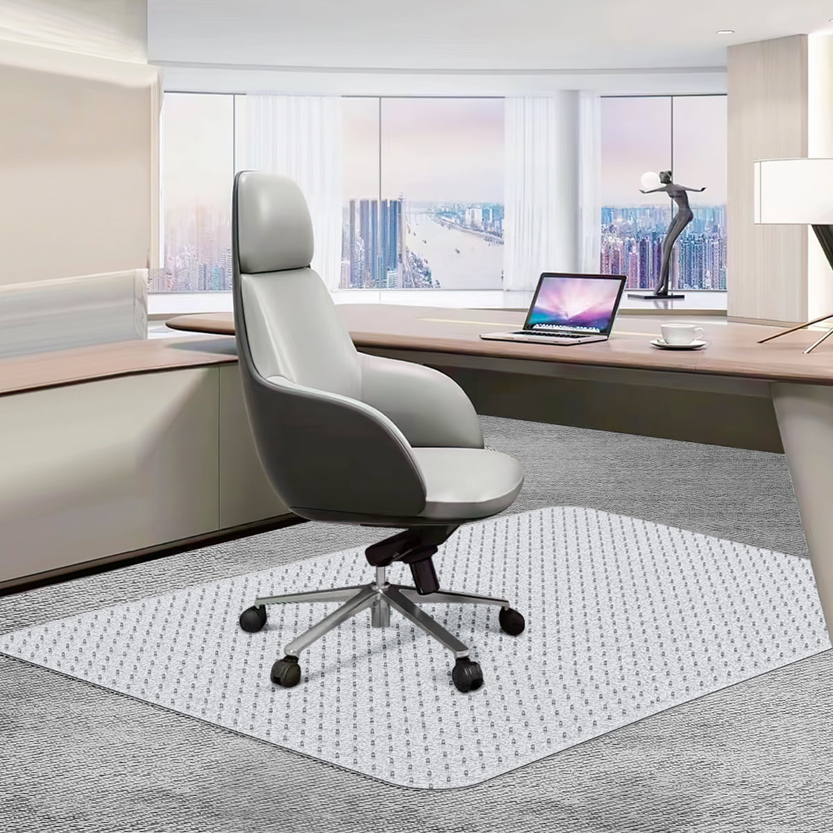 GPED 46" x 60" Office Chair Mat for Low Medium Pile Carpet, Office Carpet Chair Mat,Transparent Non-slip Carpet Protecor Mats with Grippers for Work, Home, Gaming