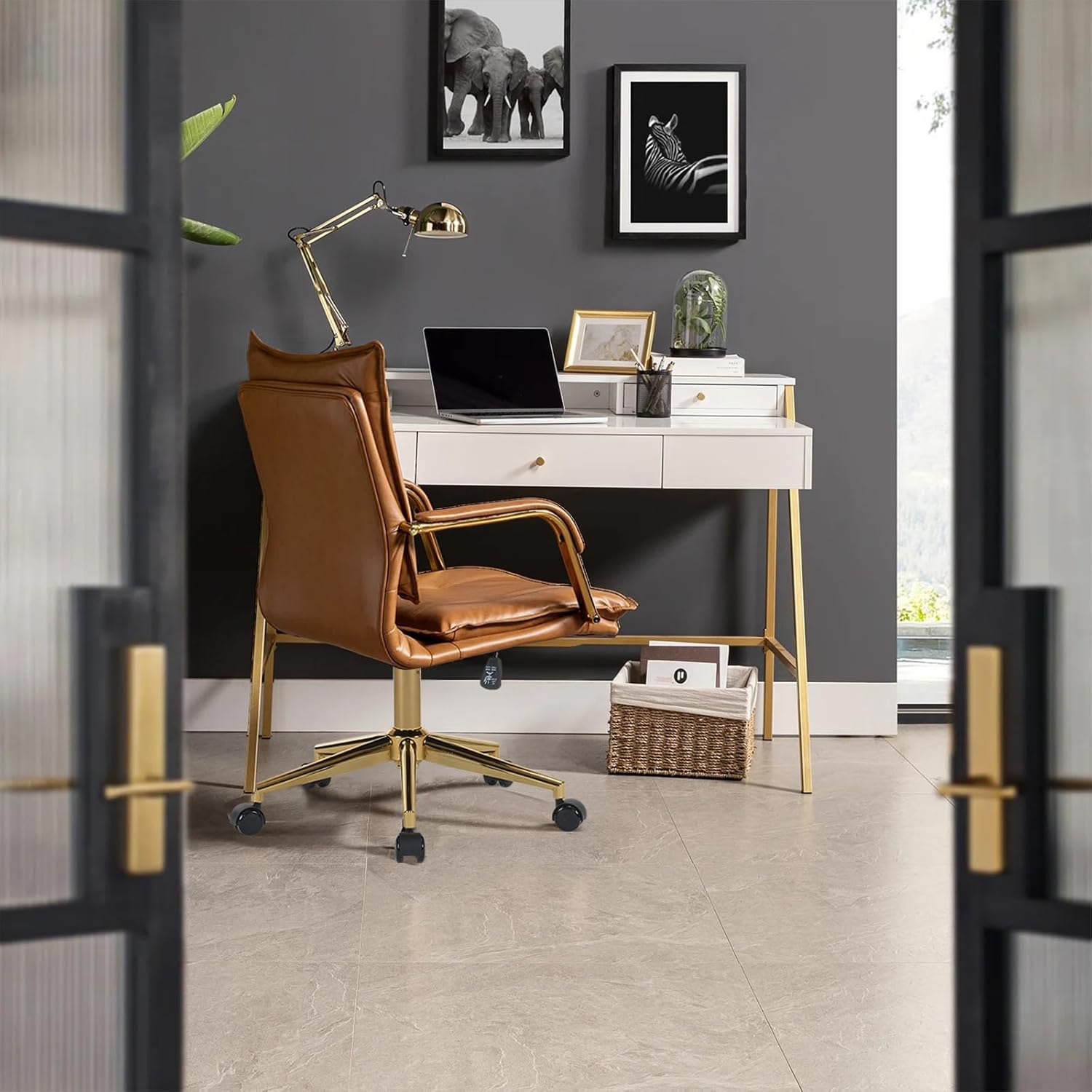 Ergonomic Mesh Office Chair with Armrests, Big and Tall Desk Chair with Lumbar Support, High Back Swivel Computer Chair for Home Office (Black Mesh Dual Support)