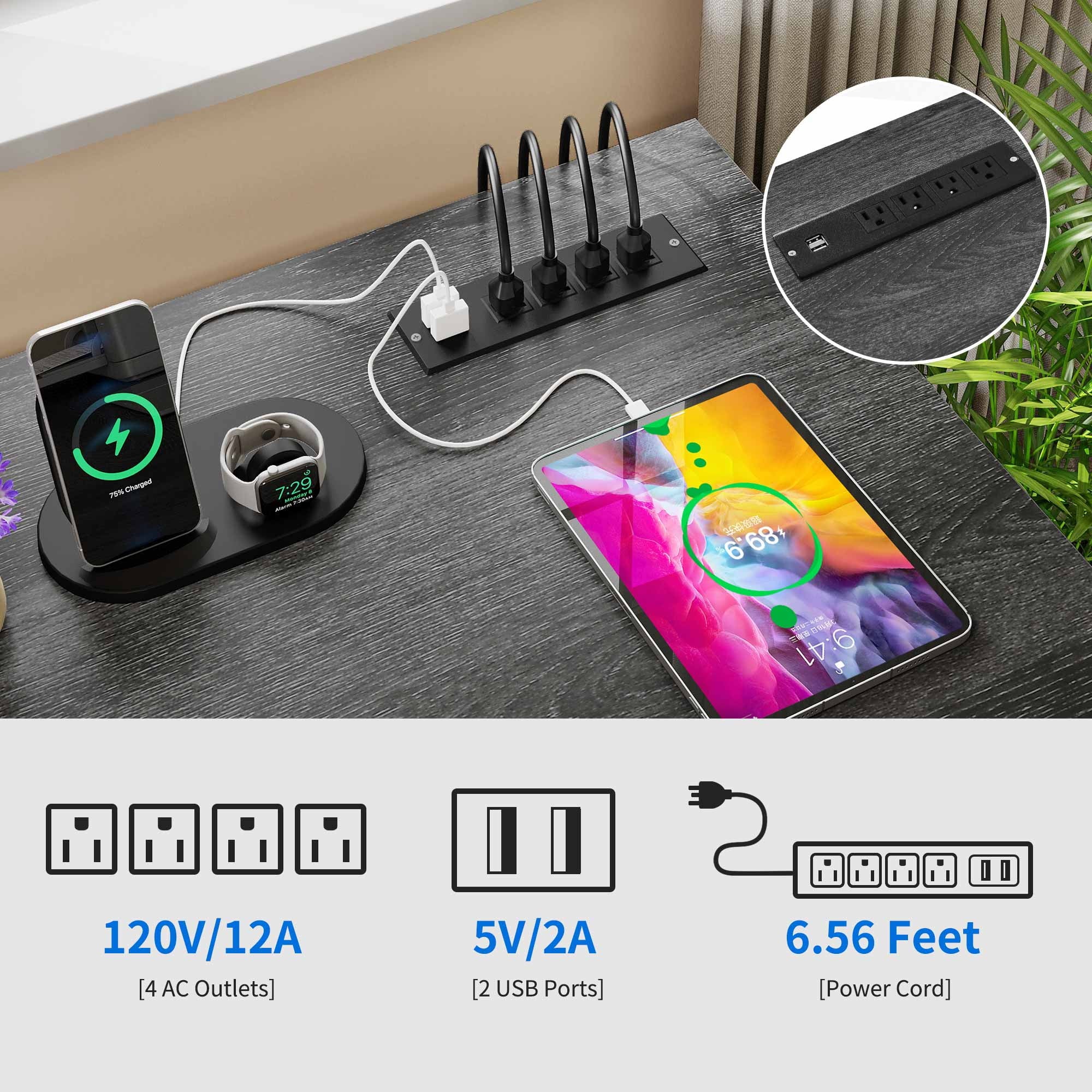 Dextrus 59 inch L-Shaped Desk with Power Outlet & USB Ports, Office Desk with File Cabinets, Large Computer Desk with Drawers, 2 Person Corner Desk Writing Desk with Storage Shelves, Gray