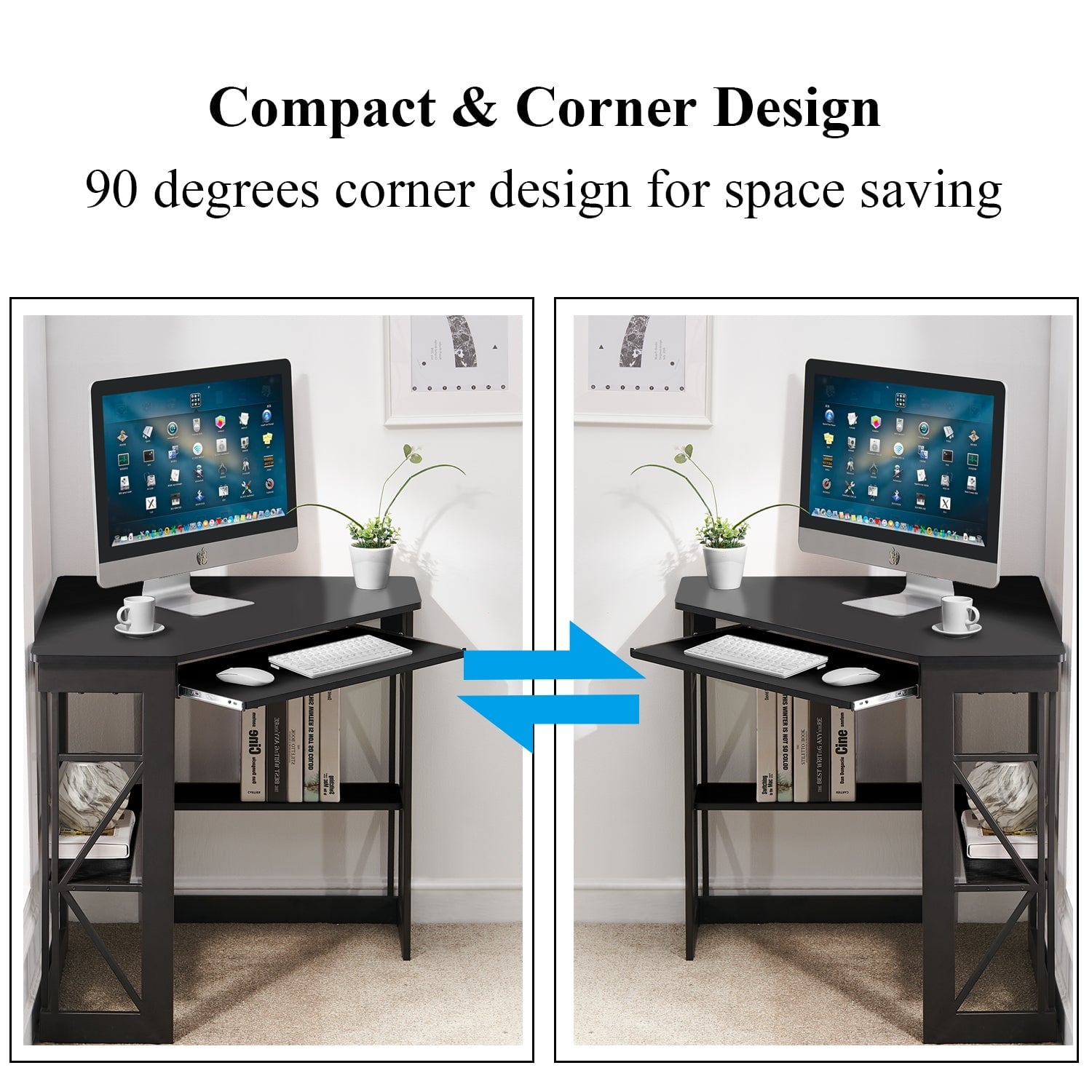 Black Triangle Corner Desk, Office/Computer/Writing Desk for Student Apartments
