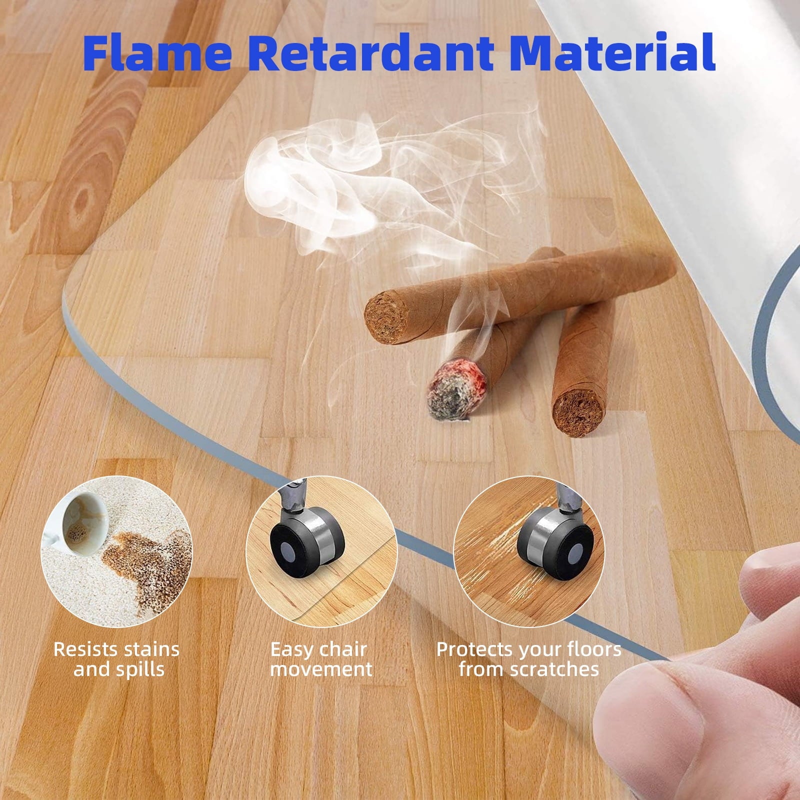 Kailwokk Office Mat,36" x 48" Rectangle Clear Chair Mat for Easy Glide,PVC Floor Mat for Office and Home Hardwood Floor