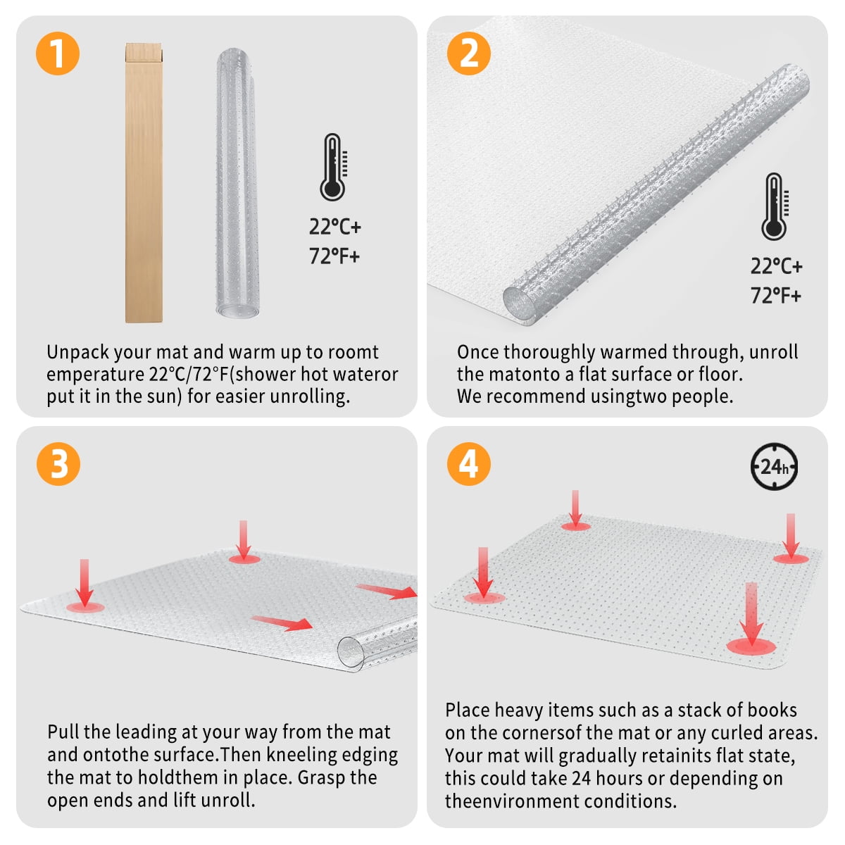 GPED 46" x 60" Office Chair Mat for Low Medium Pile Carpet, Office Carpet Chair Mat,Transparent Non-slip Carpet Protecor Mats with Grippers for Work, Home, Gaming