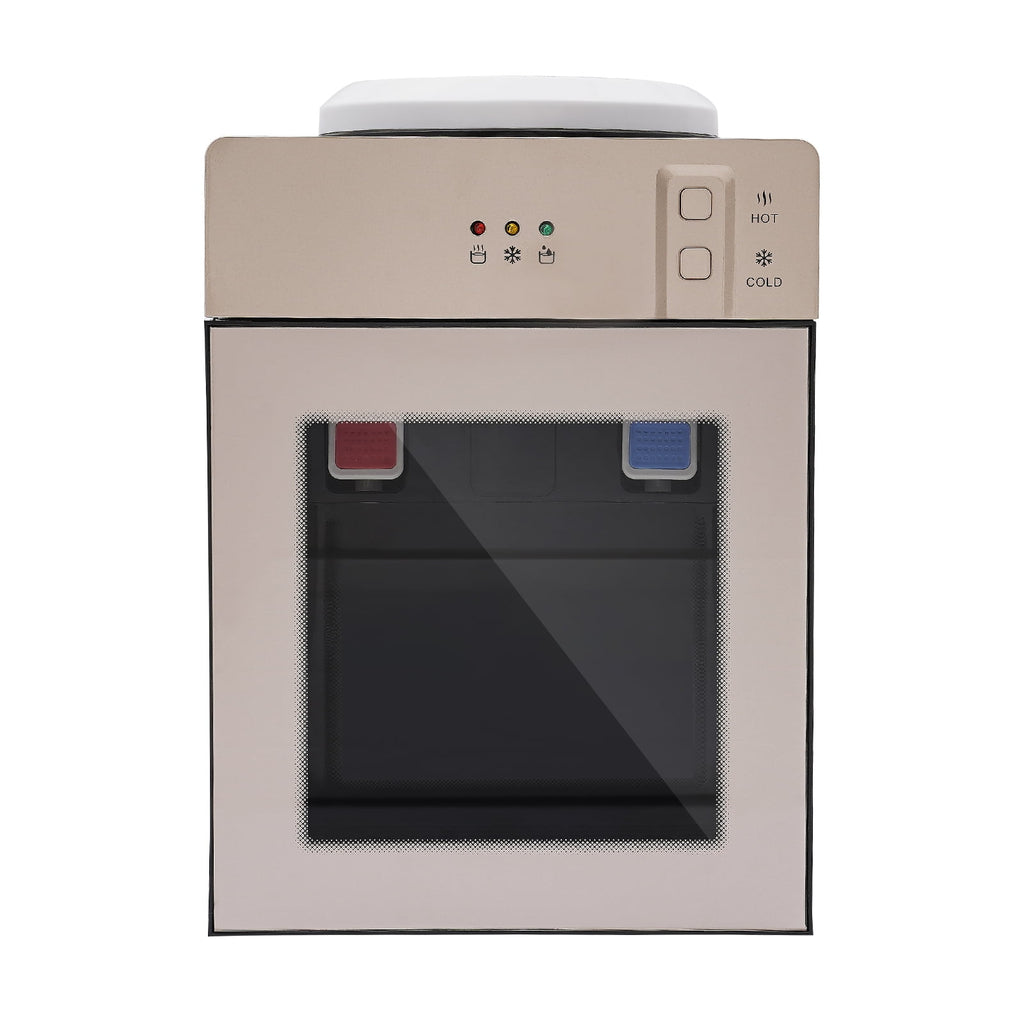 Peakora Countertop Hot and Cold Water Cooler Champagne Gold Desktop Electric Water Dispenser with 500w Heating Power 75w Cooling Power Top Loading Water Dispenser for Both Home and Commercial Places