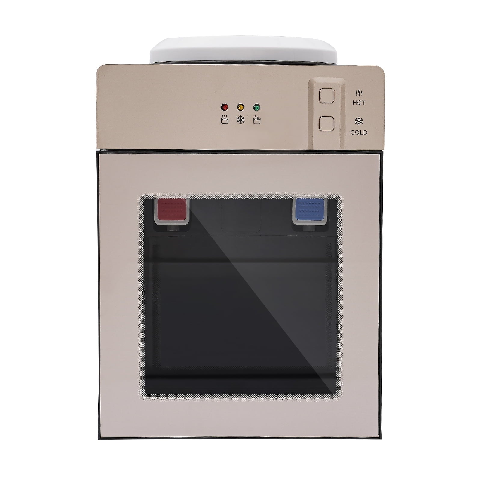 Peakora Countertop Hot and Cold Water Cooler Champagne Gold Desktop Electric Water Dispenser with 500w Heating Power 75w Cooling Power Top Loading Water Dispenser for Both Home and Commercial Places