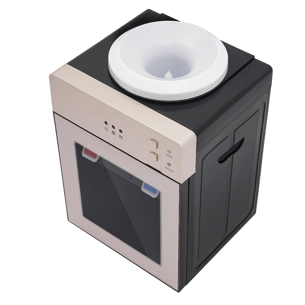 Peakora Countertop Hot and Cold Water Cooler Champagne Gold Desktop Electric Water Dispenser with 500w Heating Power 75w Cooling Power Top Loading Water Dispenser for Both Home and Commercial Places