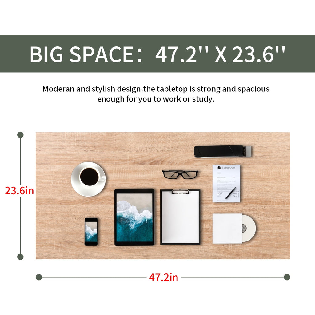 BestOffice 47.2 inches Computer Desk,Modern Simple Style PC Desk with Metal Frame，Nature