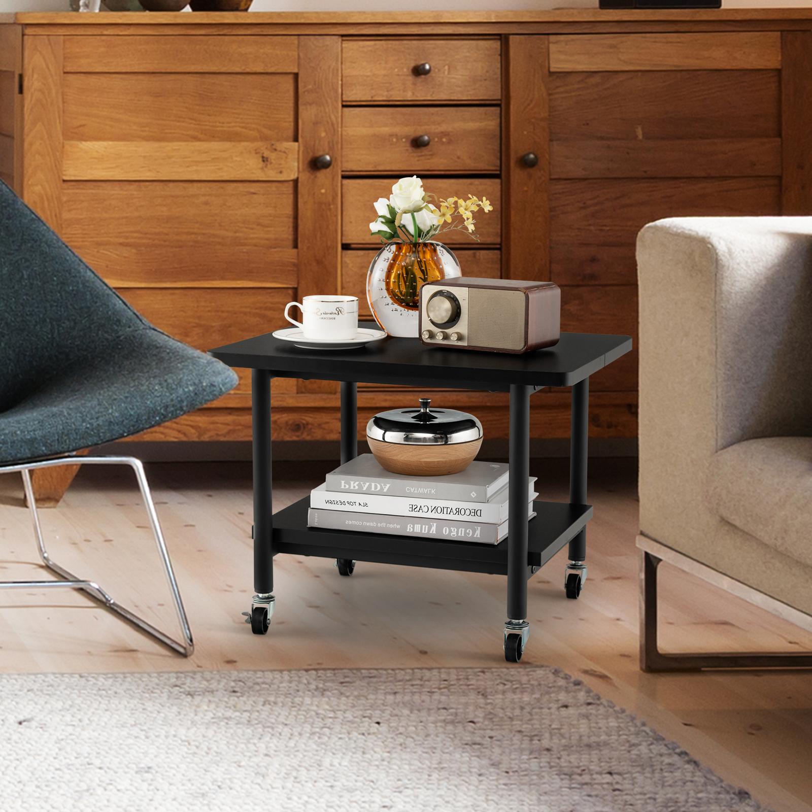 Giantex 2-Tier Printer Stand, Under Desk Rolling Printer Cart with 2 Storage Shelves, Mobile Machine Stand Storage Rack for Home Office