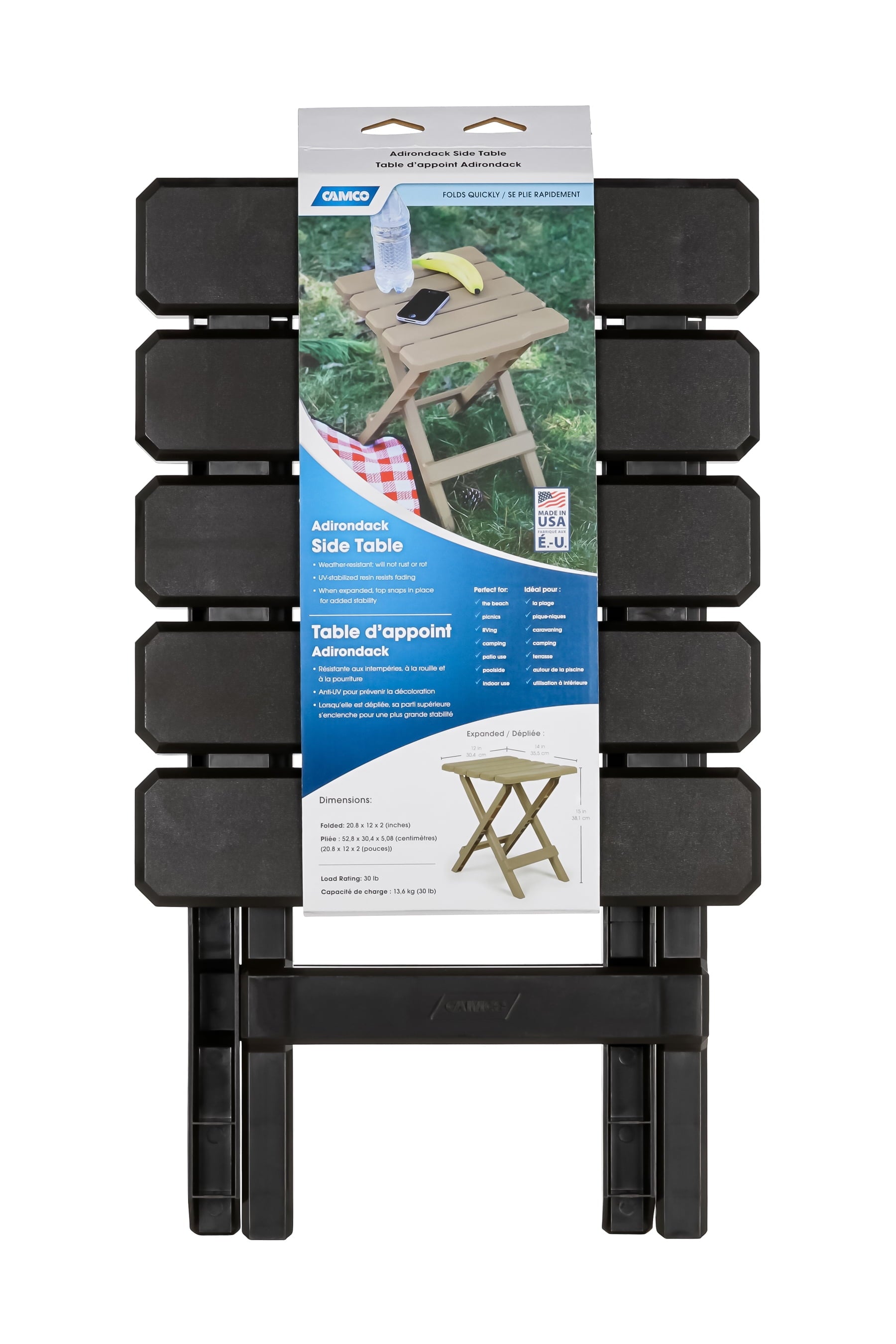 Camco Adirondack Table - Quick-Folding - Plastic, Mocha (51882)