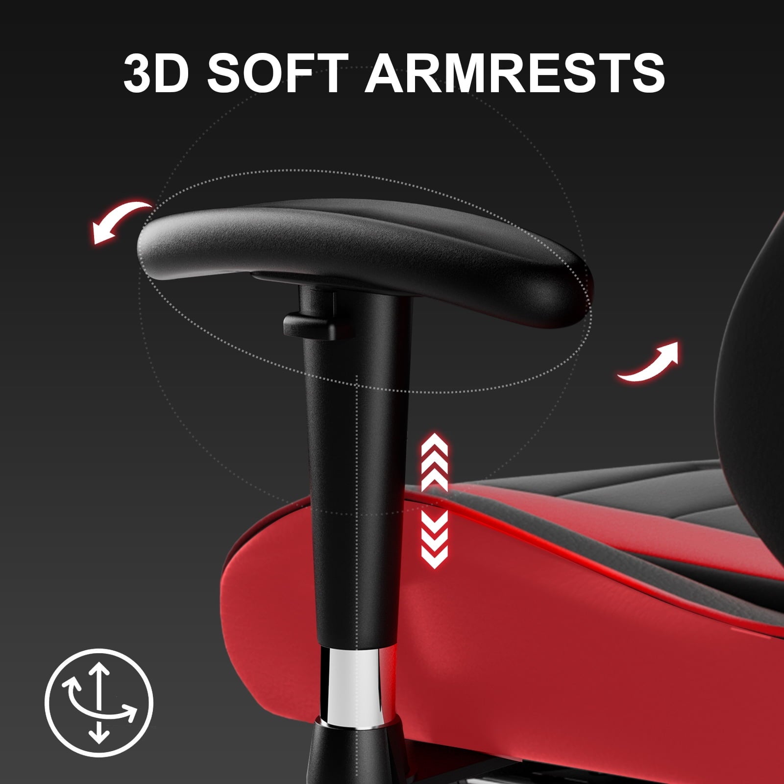 GTRACING Gaming Chair, Ergonomic Office Desk Chair with Lumbar Support, PU Leather, Footrest & Adjustable Headrest, Red