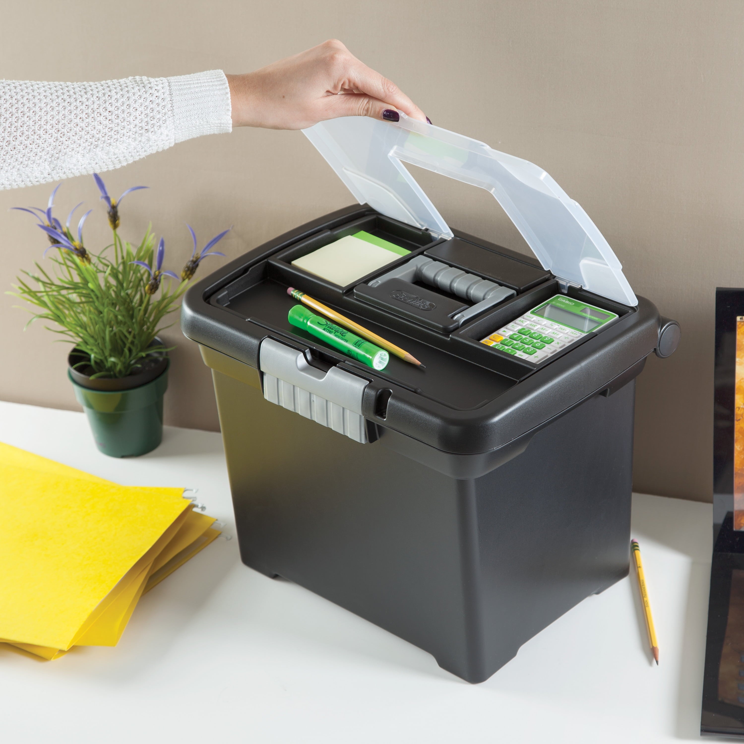 Sterilite Portable File Box Black Set of 4