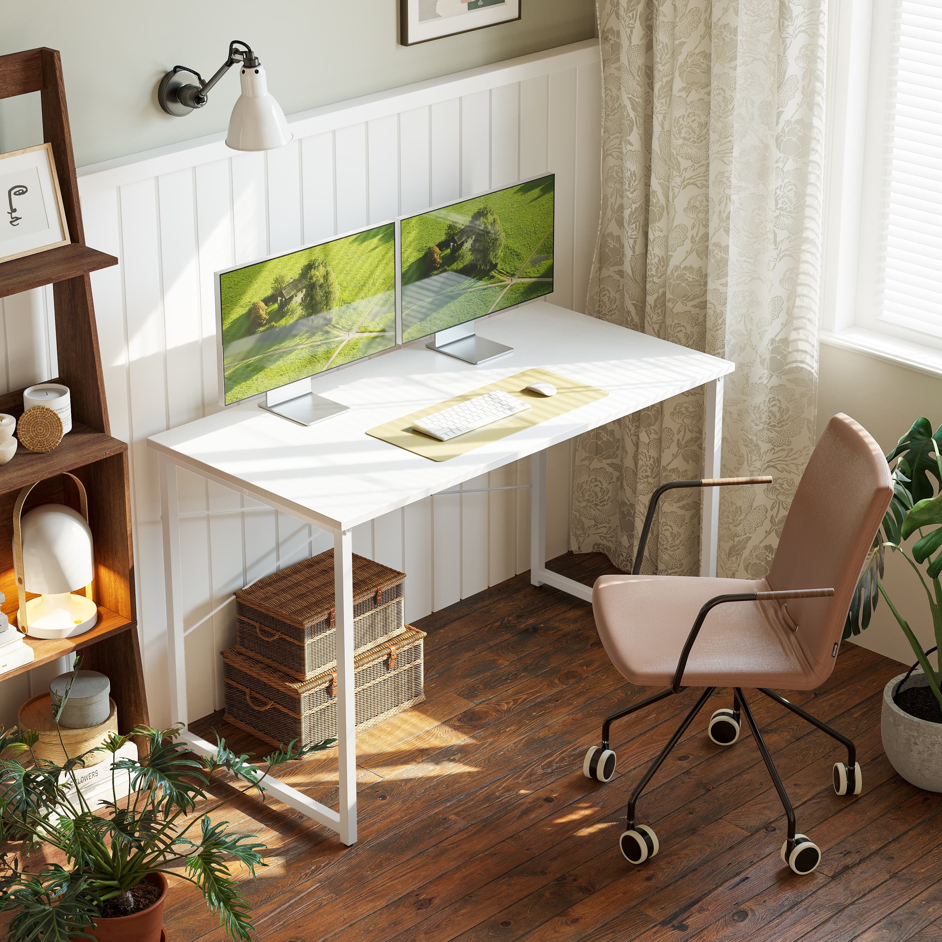 DESINO 32 inch Computer Desk, Small Home Office Desk for Small Spaces, Modern Simple Style for Home Office Study, Perfect for Students and Adults, White