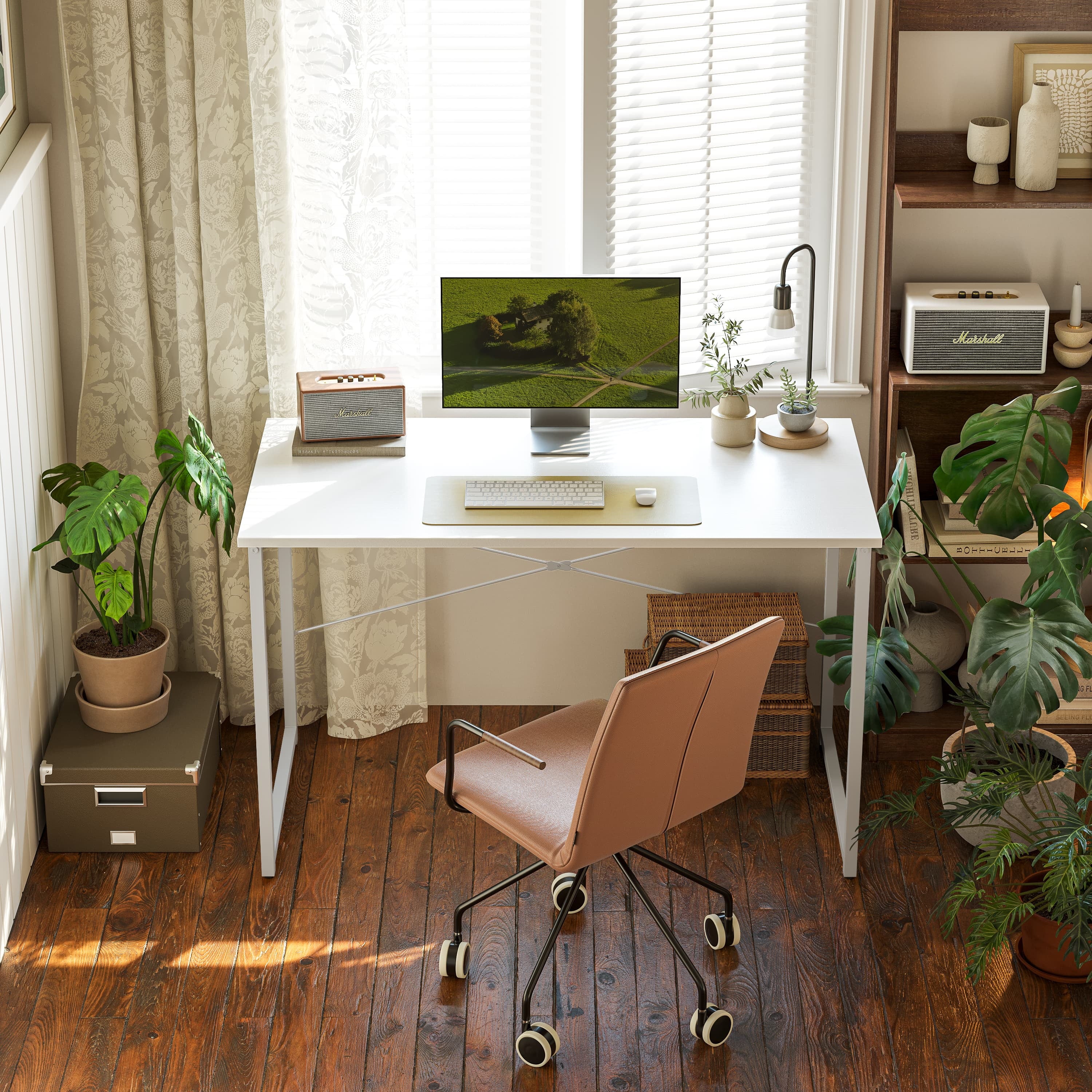 DESINO 32 inch Computer Desk, Small Home Office Desk for Small Spaces, Modern Simple Style for Home Office Study, Perfect for Students and Adults, White