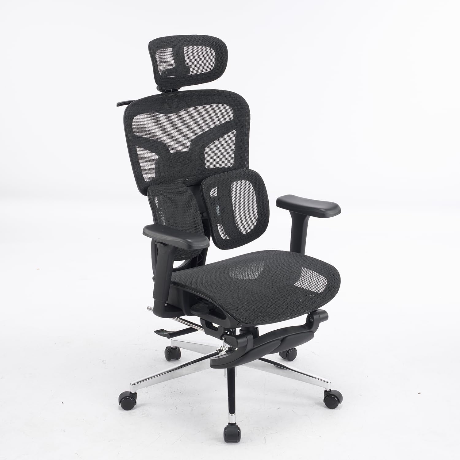 Ergonomic Mesh Office Chair with Armrests, Big and Tall Desk Chair with Lumbar Support, High Back Swivel Computer Chair for Home Office (Black Mesh Dual Support)