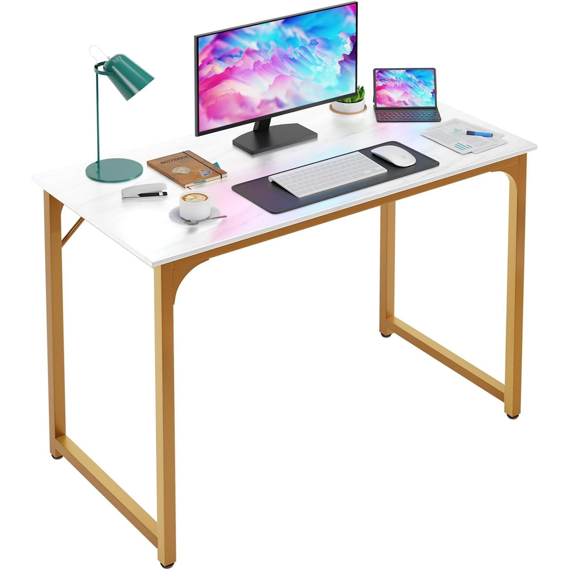BestOffice 47.2 inches Computer Desk,Modern Simple Style PC Desk with Metal Frame，Nature