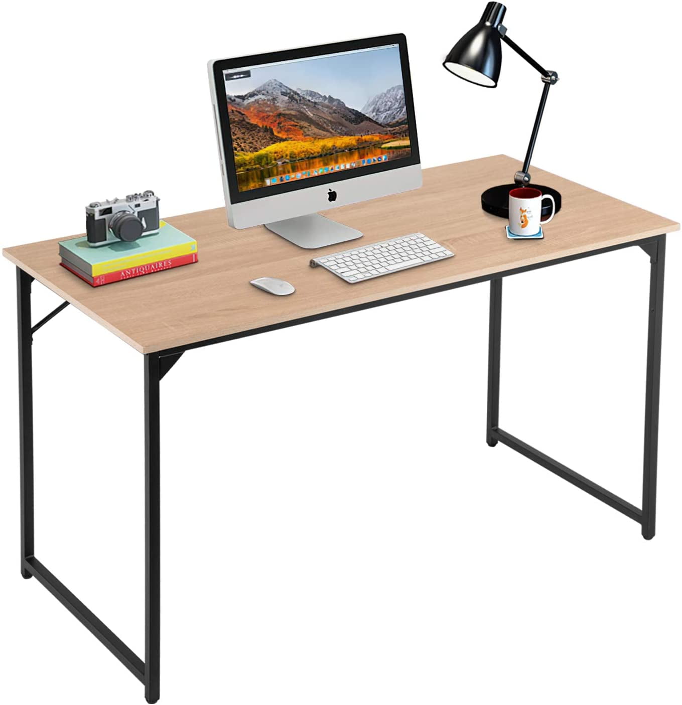 BestOffice 47.2 inches Computer Desk,Modern Simple Style PC Desk with Metal Frame，Nature