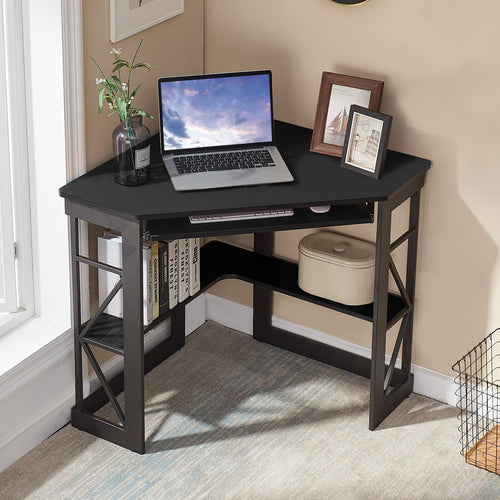 Black Triangle Corner Desk, Office/Computer/Writing Desk for Student Apartments