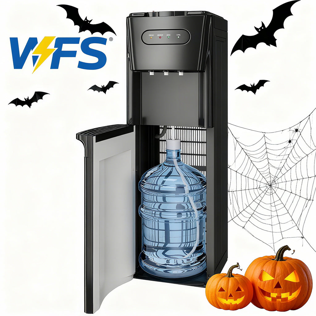 UrbanSync Bottom Loading Water Dispenser for 3 or 5 Gallons, 3 Temperatures (Cold/Hot/Warm) with Child Lock, Display Light, for Apartments, Schools, Companies, Black