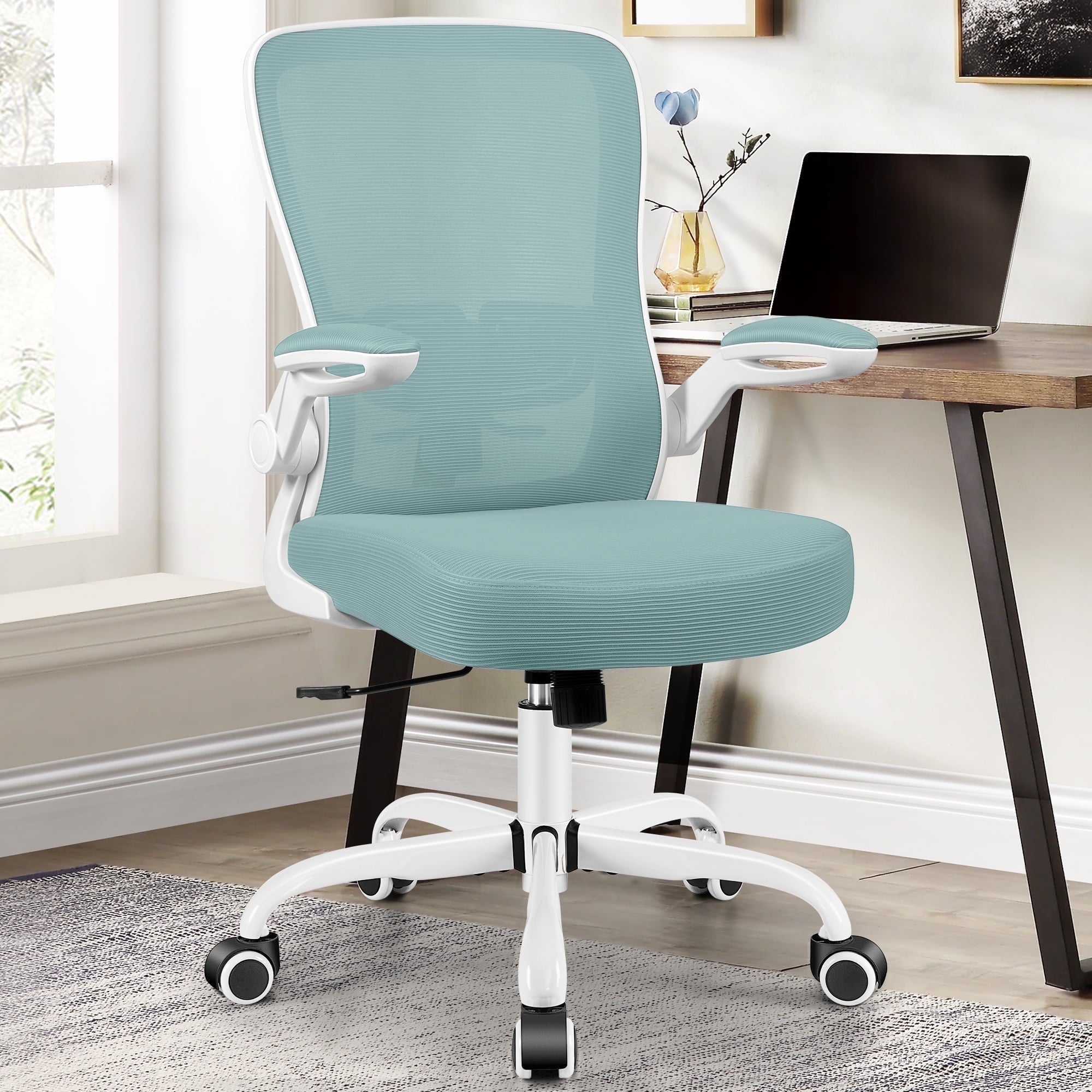 COOLHUT Ergonomic Office Chair, 400LBS Task Chair, Comfort Desk Chair with Adjustable Lumbar Support and Flip up Arms, Black