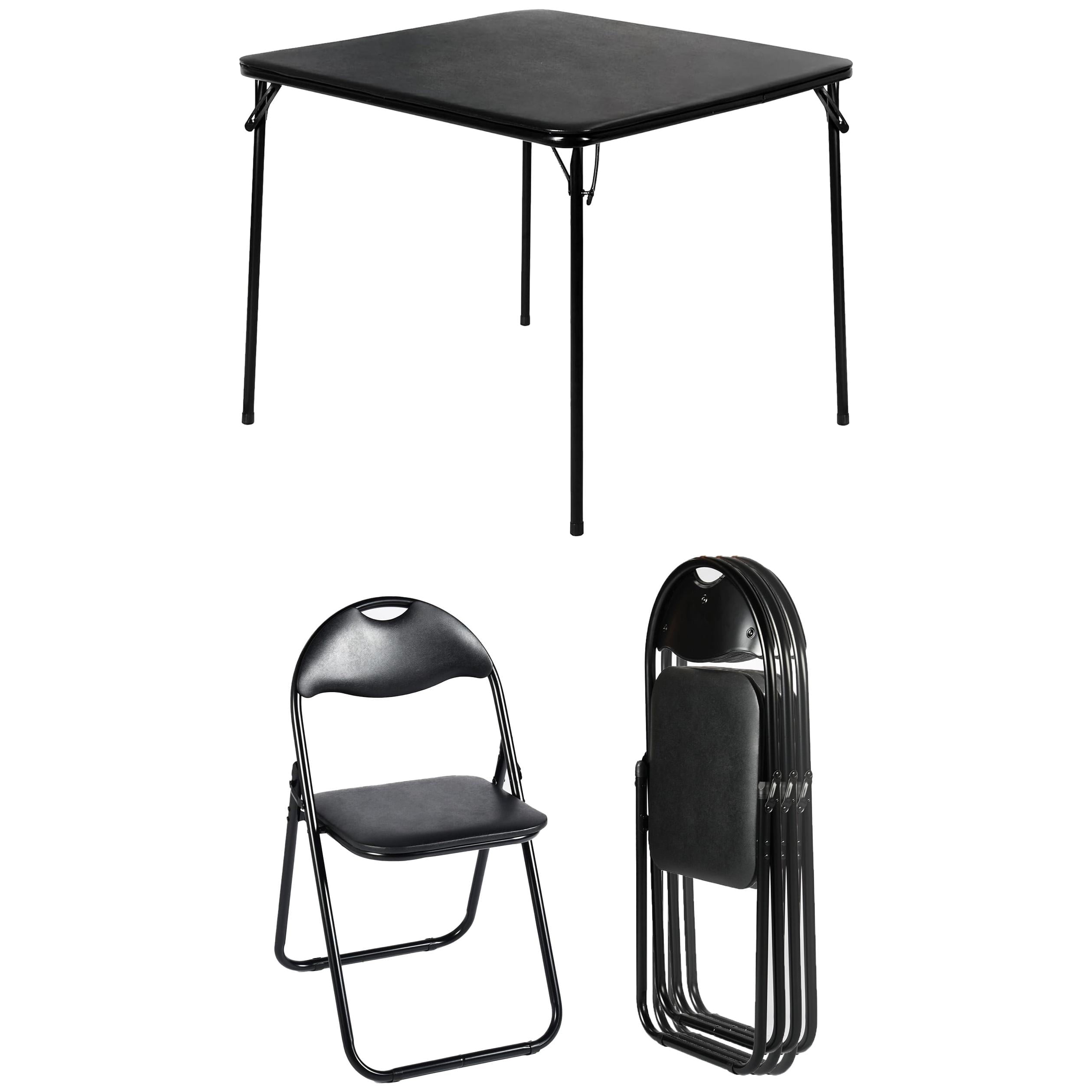 Homy Casa 34" Folding Card Table, Portable Table for Dining, Camping, or Game Night, Black