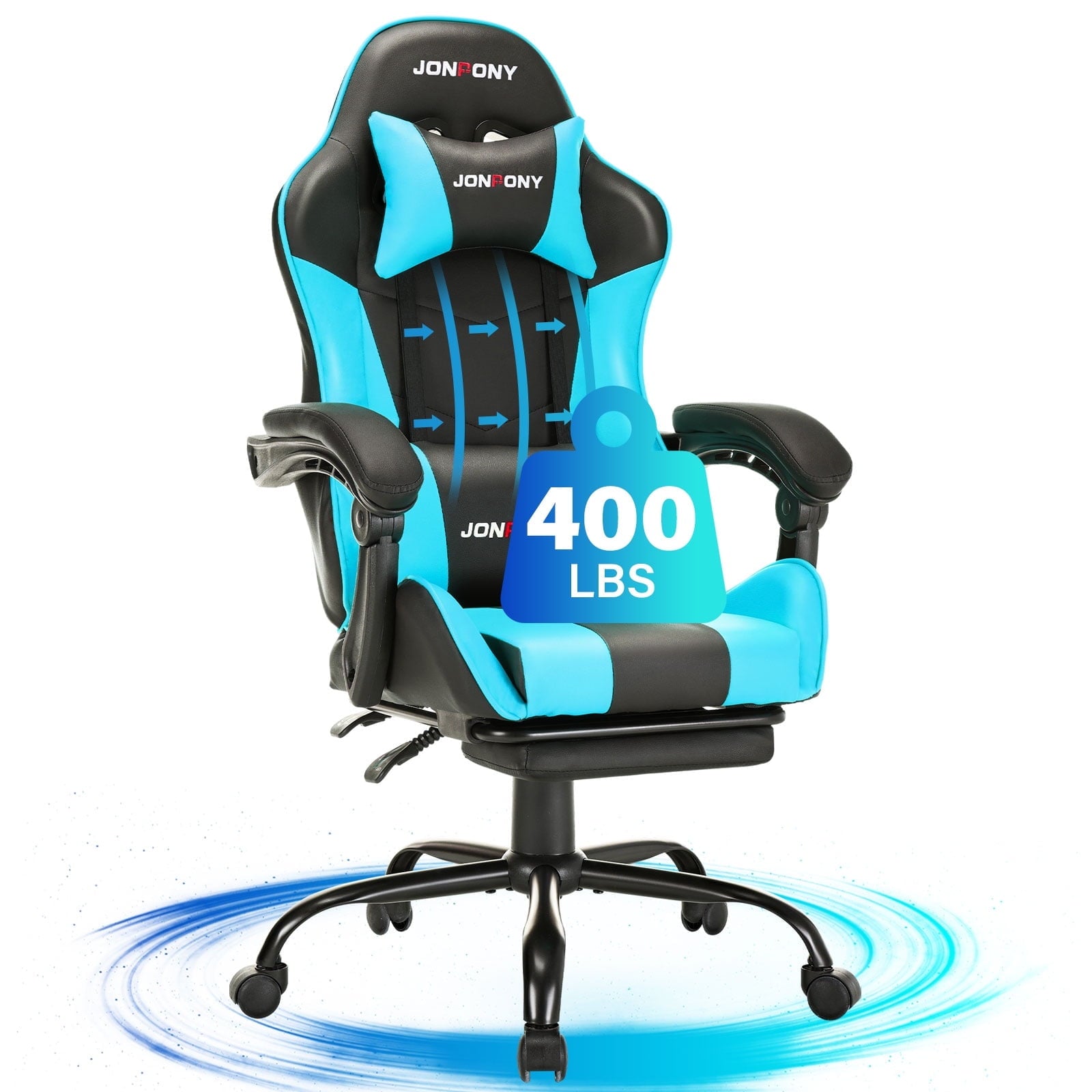 JONPONY Big and Tall 400LBS Gaming Chair, Ergonomic Design, Gamer Chair PU Leather with Footrest and Lumbar Support, High Back Office Chair Support 8 Hours Long Sitting, Computer Chair,Red