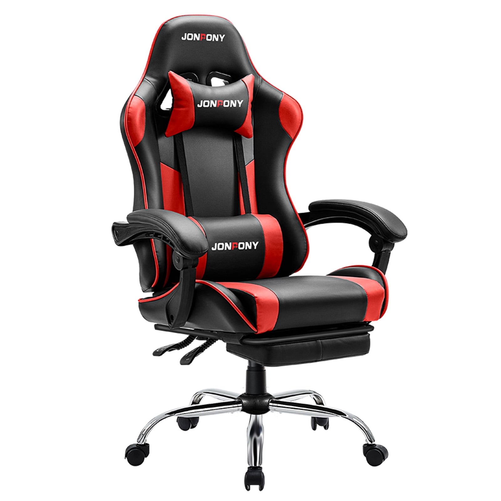 JONPONY Big and Tall 500LBS Gaming Chair, Ergonomic Design, Gamer Chair PU Leather with Footrest and Lumbar Support, High Back Office Chair Support 8 Hours Long Sitting,Red Computer Chair,Red
