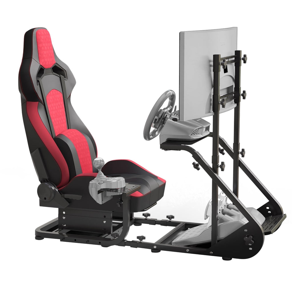 Racing Simulator Cockpit with Adjustable Race Seat, Racing Driving Simulators Fits for Fanatec, PXN, Thrustmaster, and Logitech , Not Included Handbrake, Pedals and Monitor