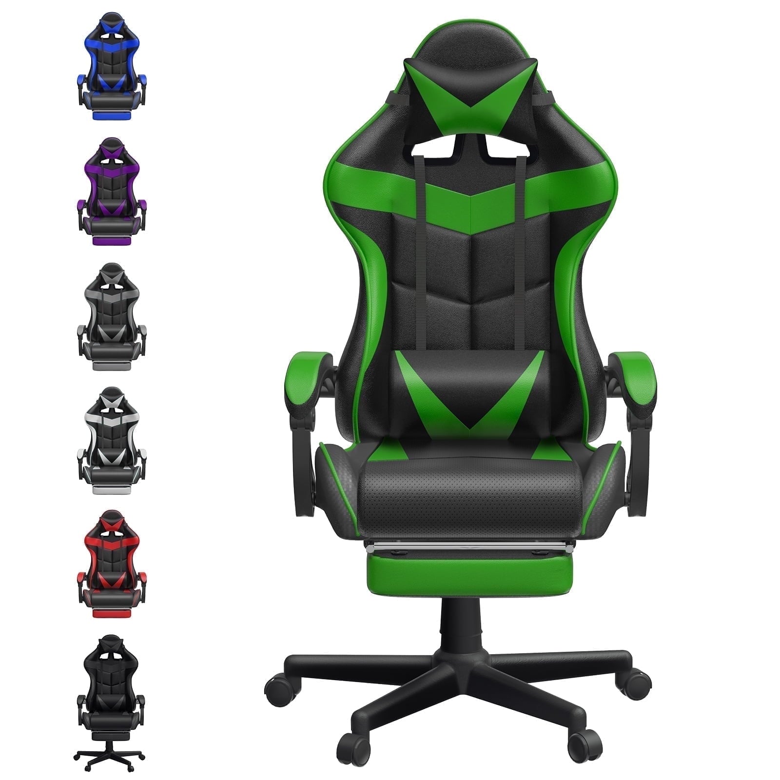 Soontrans Gaming Chair with Massage, High Back Computer Gamer Chair for Adults and s, Ergonomic Game Chair with Adjustable Headrest and Lumbar Support (Blue)