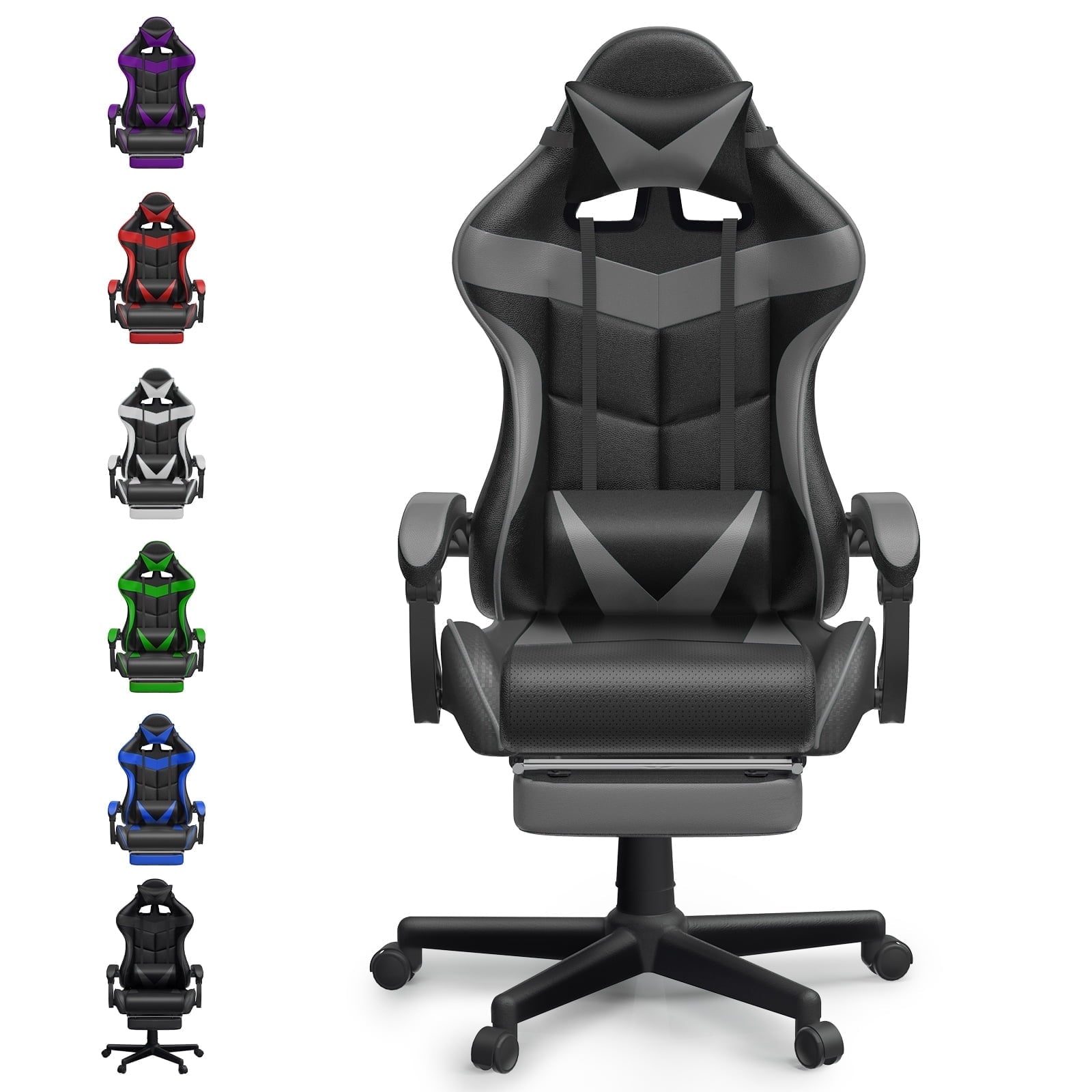 Soontrans Gaming Chair with Massage, High Back Computer Gamer Chair for Adults and s, Ergonomic Game Chair with Adjustable Headrest and Lumbar Support (Blue)