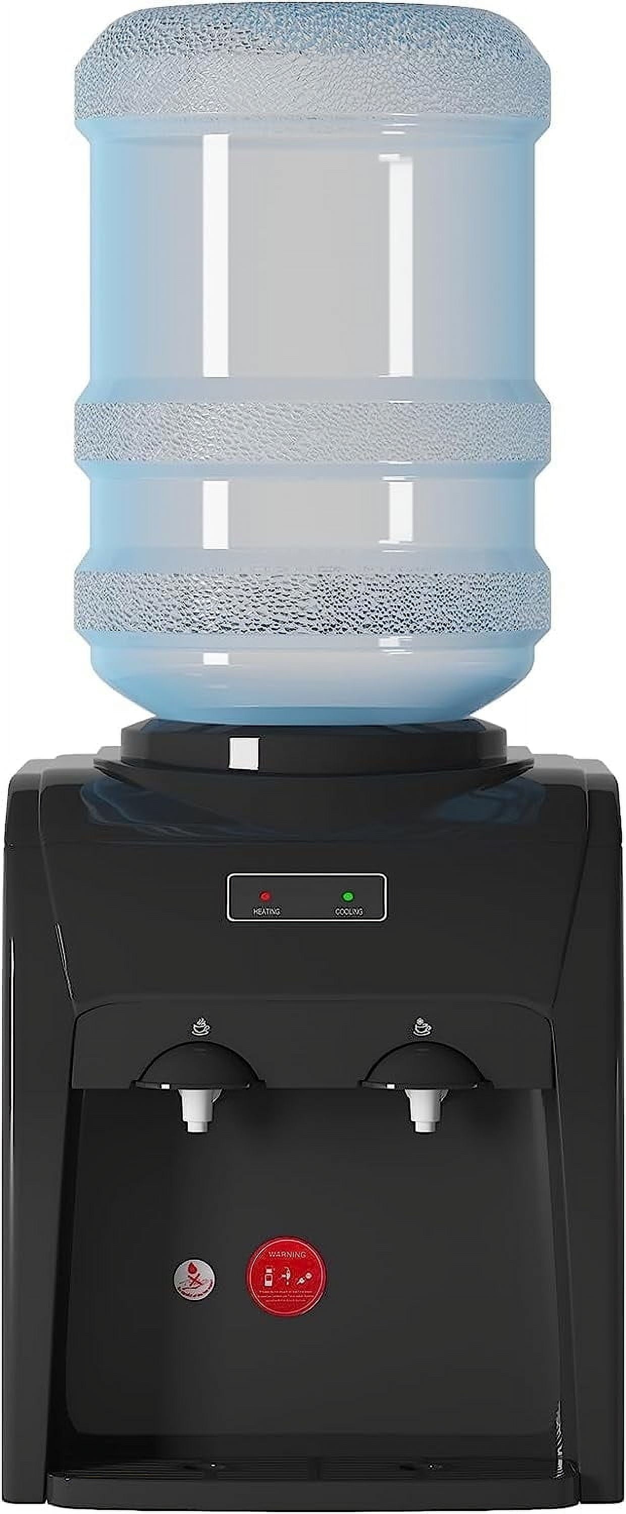 TABU Top Loading Water Cooler Dispenser, Hot & Cold Water, 38'' Countertop Water Cooler Dispenser, Holds 3 or 5 Gallon Bottle,Office Use,Black