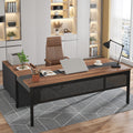 Tribesigns 70.8" Large Computer Desk with 47" File Cabinet, L Shaped Executive Office Desk Workstation, Walnut & Black