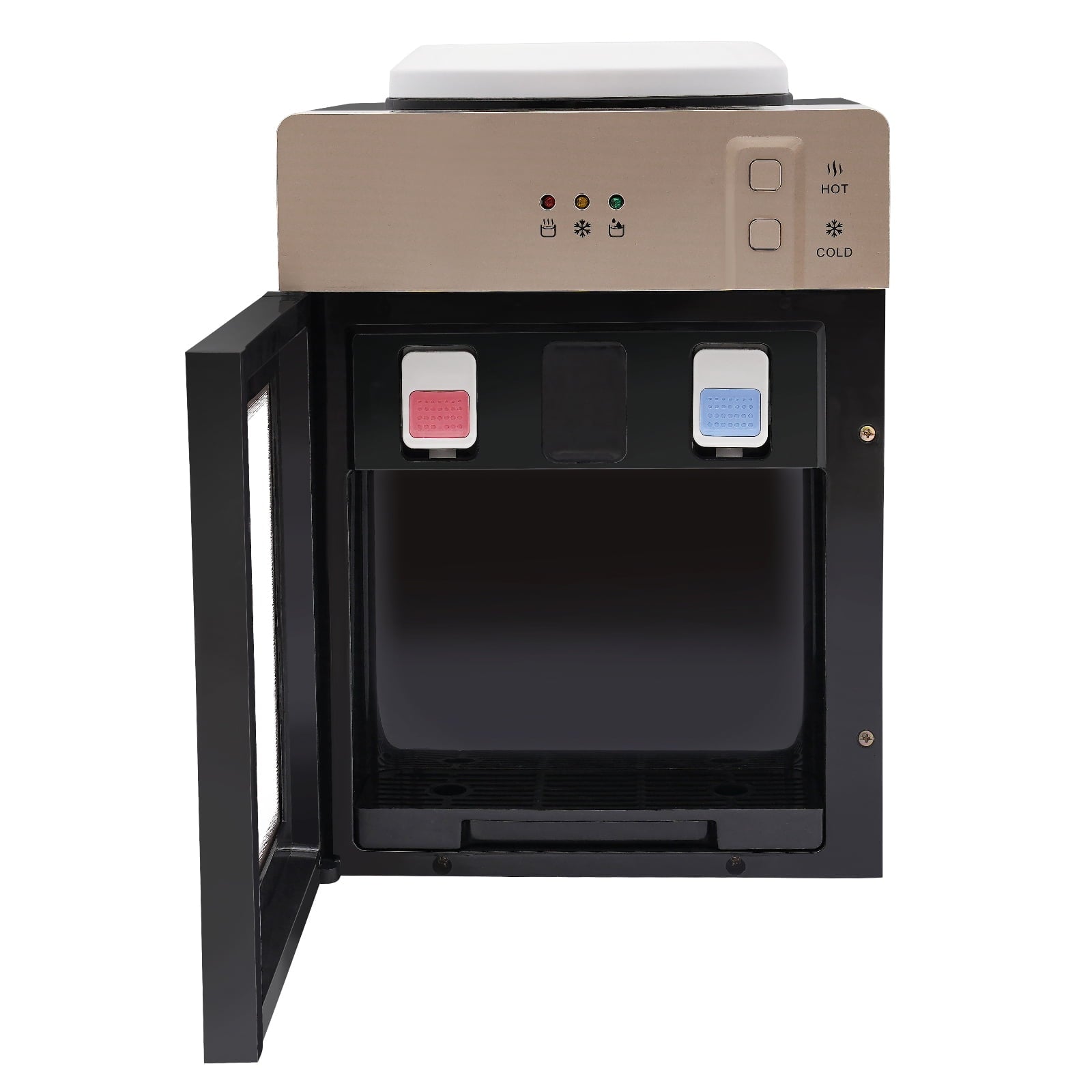 Peakora Countertop Hot and Cold Water Cooler Champagne Gold Desktop Electric Water Dispenser with 500w Heating Power 75w Cooling Power Top Loading Water Dispenser for Both Home and Commercial Places