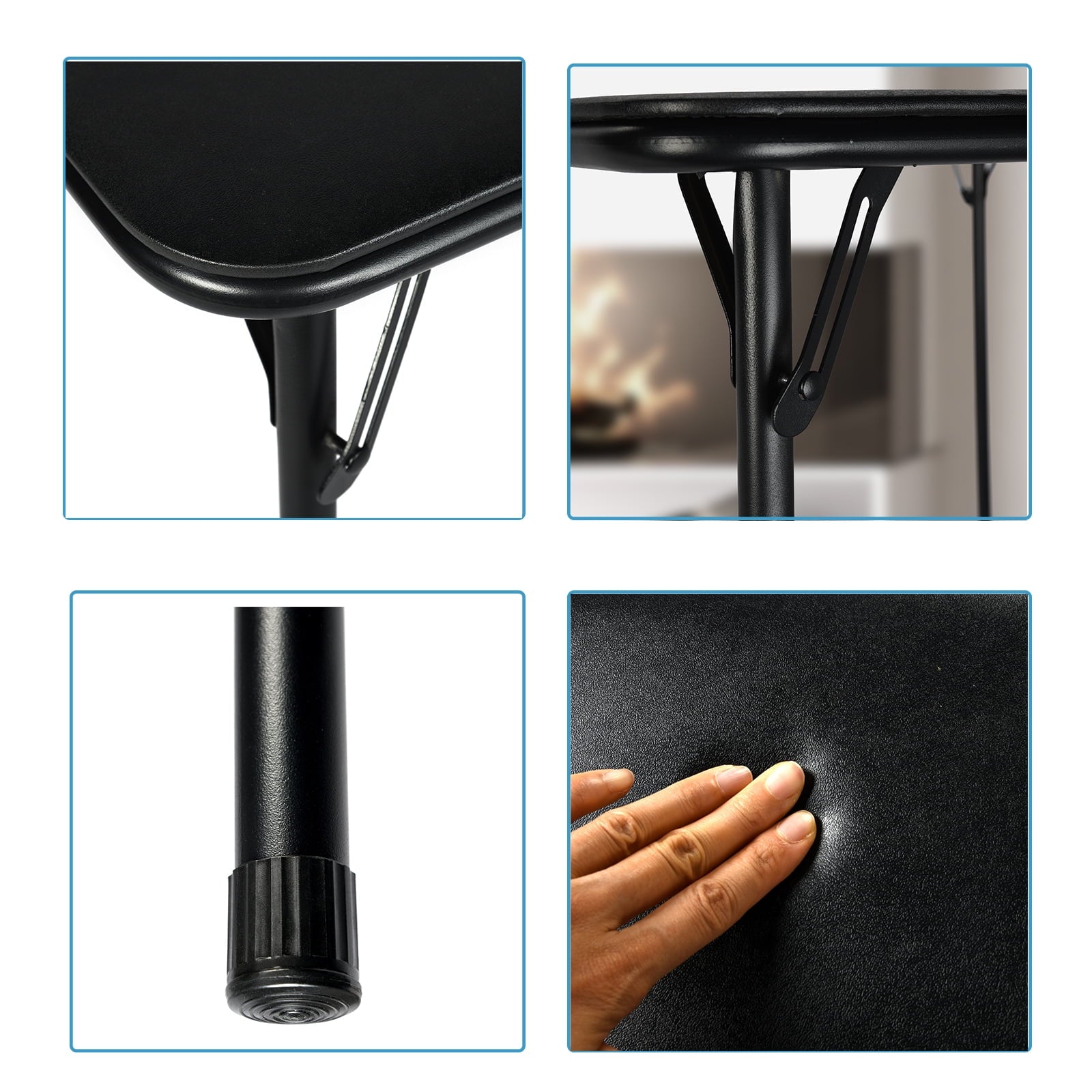 Homy Casa 34" Folding Card Table, Portable Table for Dining, Camping, or Game Night, Black