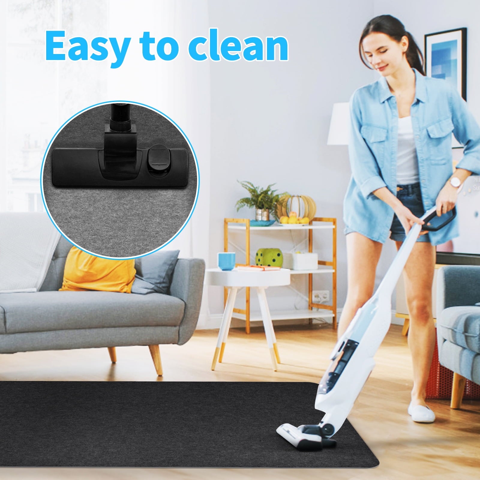 Hardwood Floor Office Chair Mats, 55" x 35",Floor Protector For Desk Chair,Dark Grey