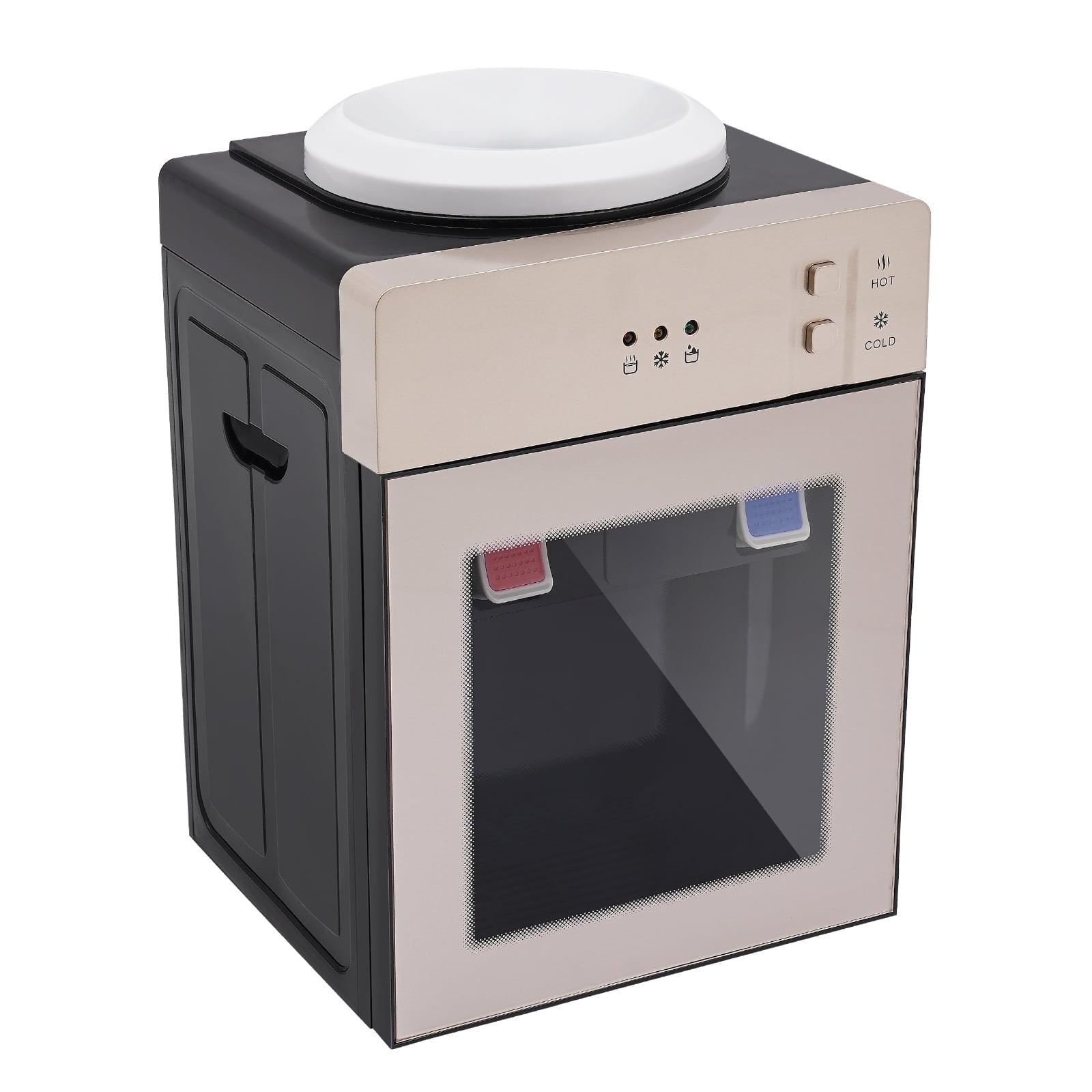 Peakora Countertop Hot and Cold Water Cooler Champagne Gold Desktop Electric Water Dispenser with 500w Heating Power 75w Cooling Power Top Loading Water Dispenser for Both Home and Commercial Places