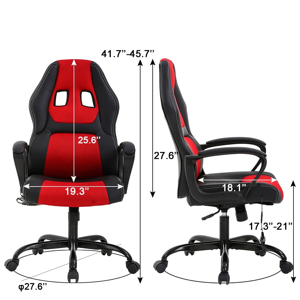 NiamVelo PC Gaming Chair Massage Office Chair Adjustable Computer Chair with Lumber Support for Adults and Kids 250lbs Capacity, Red