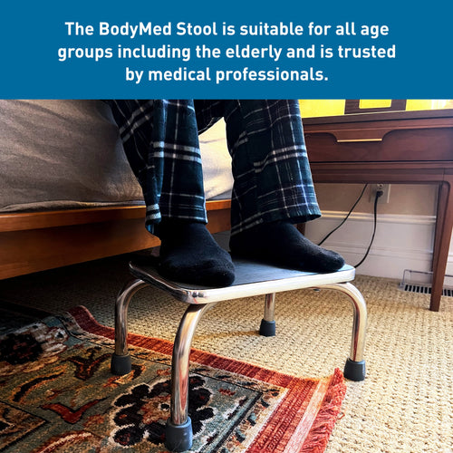 BodyMed Heavy-Duty Foot Step Stool with Non-Slip Rubber Platform for Seniors & Adults – Holds up to 300lbs, 9 ½ in. Step Up, 18”L  x 11.5”W x 9.5”H